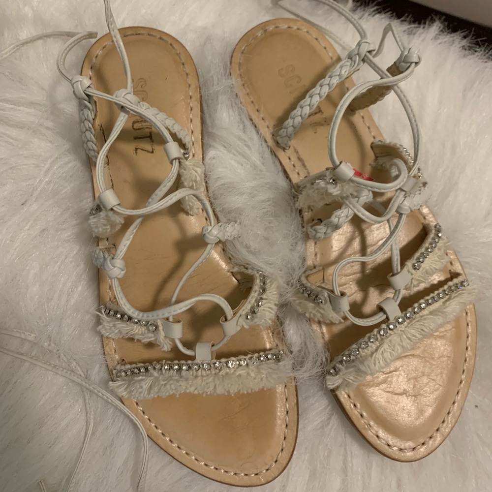 Schultz White lace up sandal